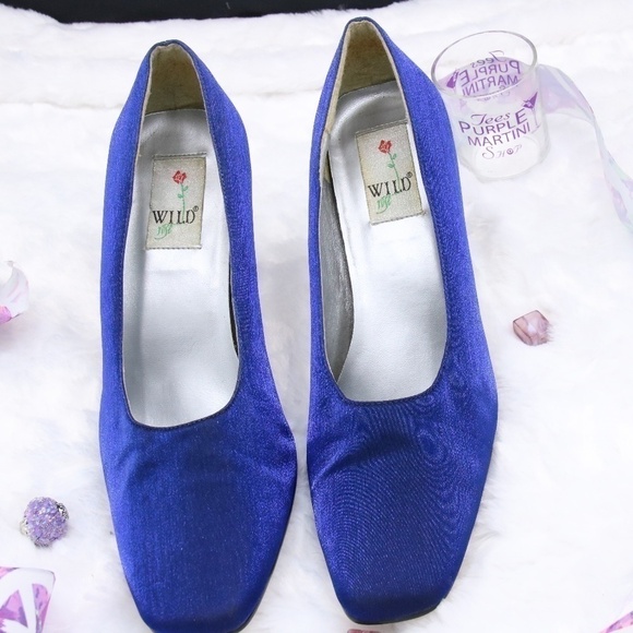 𝅺ROYAL Blue Satin Heels - Picture 1 of 8